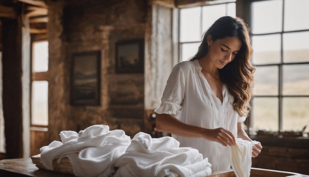 A woman is putting clothes in a washing machine. A woman is putting clothes in a washing machine.
